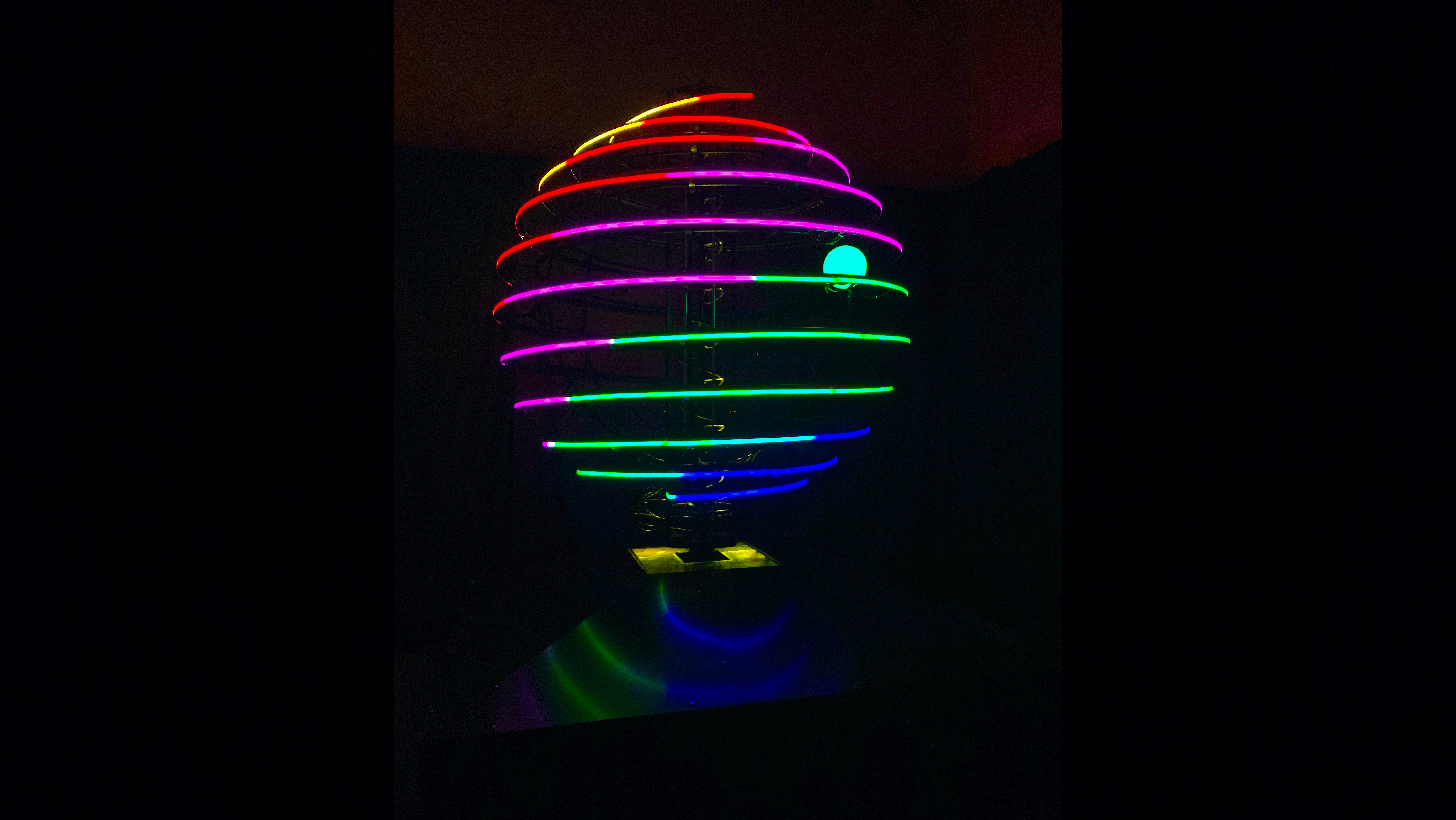 Marbles — luminous spiral sphere, studio